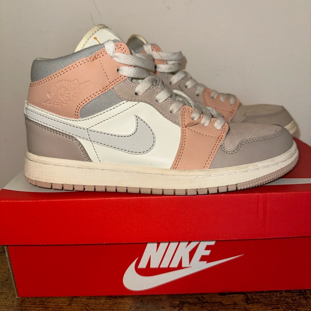 Nike Air Jordan Mid Sneakers in Pink and Beige
